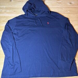 Polo Ralph Lauren Hoodie Shirt Men's Size XL Navy Blue Long Sleeve Shirt Cotton